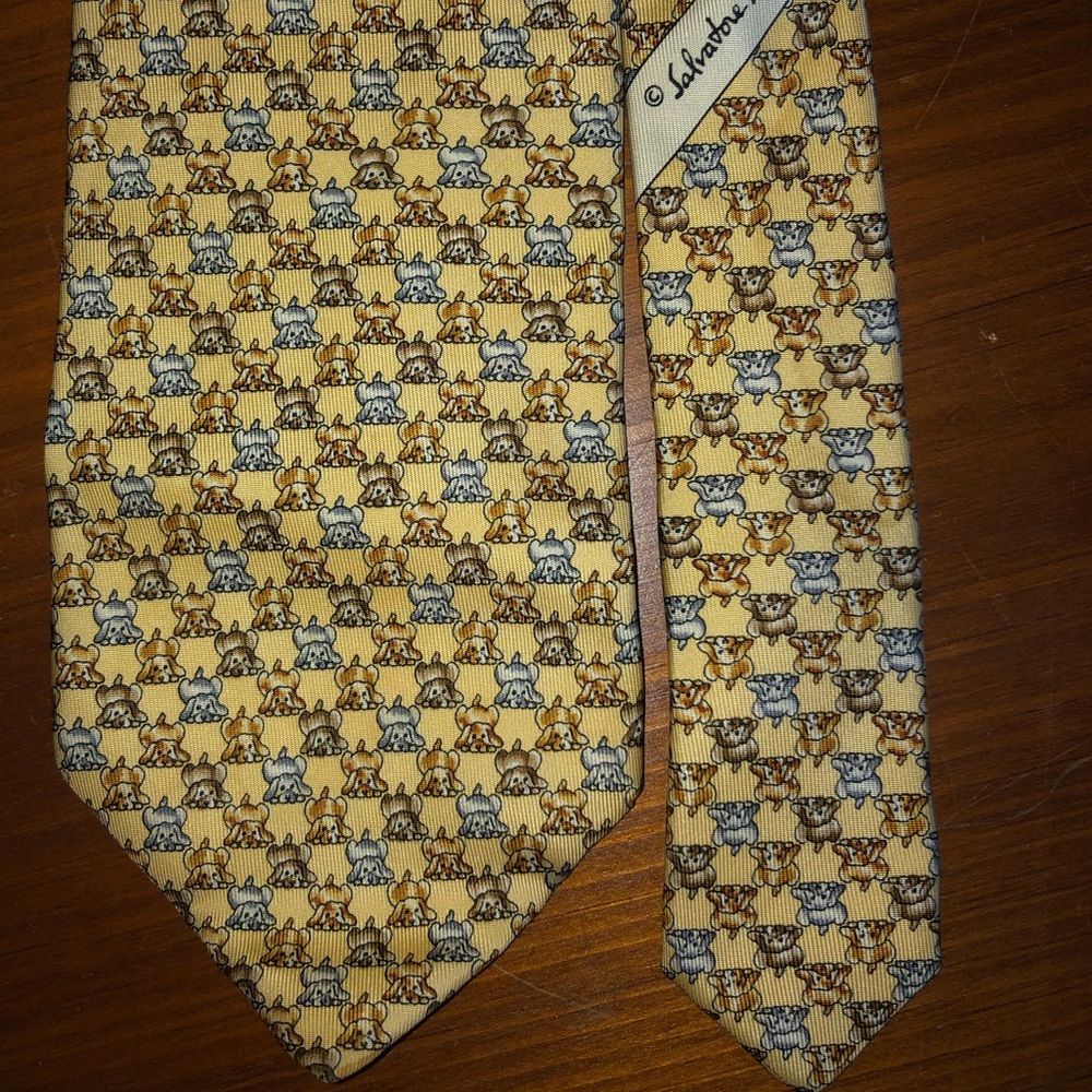 SALVATORE FERRAGAMO silk doggy puppy butt tie